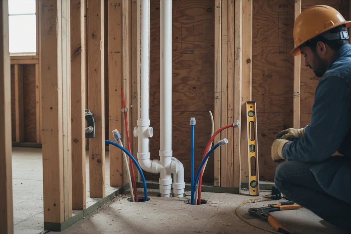 Drain and supply rough-in during Leak Detection in Ridgefield