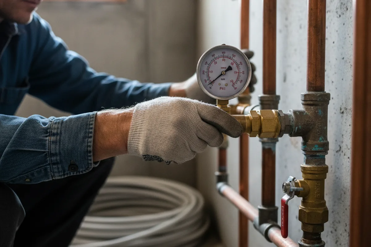 Pressure testing a repaired line during Water Line Repair in Ridgefield